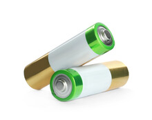 New AA Batteries On White Background. Dry Cell