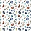 © Yanna Verver - Watercolor simple flowers seamless pattern
