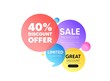 © blankstock - Discount offer bubble banner. 40 percent discount tag. Sale offer price sign. Special offer symbol. Promo coupon banner. Discount round tag. Quote shape element. Vector
