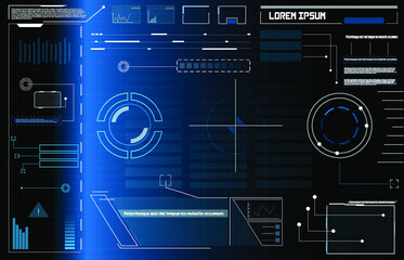 Poster - HUD, UI, UX, GUI futuristic user frame interface screen elements set. High tech screen for video game. Sci-fi concept design. Square Frames Blocks HUD Interface Elements