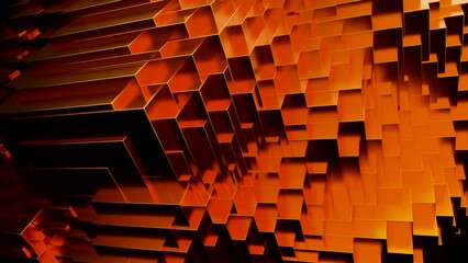 Poster - Pulsating cubic texture background, seamless loop. Design. Waving moving up and down pillars.