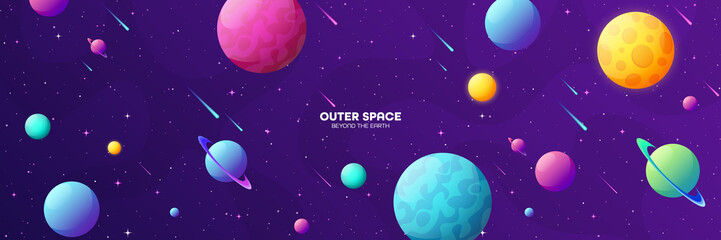 Wall Mural - space futuristic modern colorful background. night sky. solar system, galaxy and universe exploratio