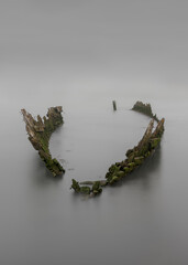 Sticker - Abandoned shipwreck in the medway river under the cloudy skies