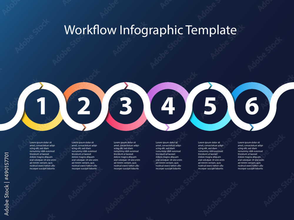 Six steps circular workflow. Different interconnected process steps as ...
