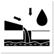 Drainage glyph icon. System to drain water on soil to improve production of crops. Controls water level in soil. Urban infrastructure concept.Filled flat sign. Isolated silhouette vector illustration