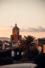 Sticker - Saint Tropez village church on Cote d Azur, Alpes-Maritimes department in southern France