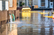 Bewdley floodwater being pumped from riverside residential homes,near Bewdley Bridge,Worcestershire,England,UK.