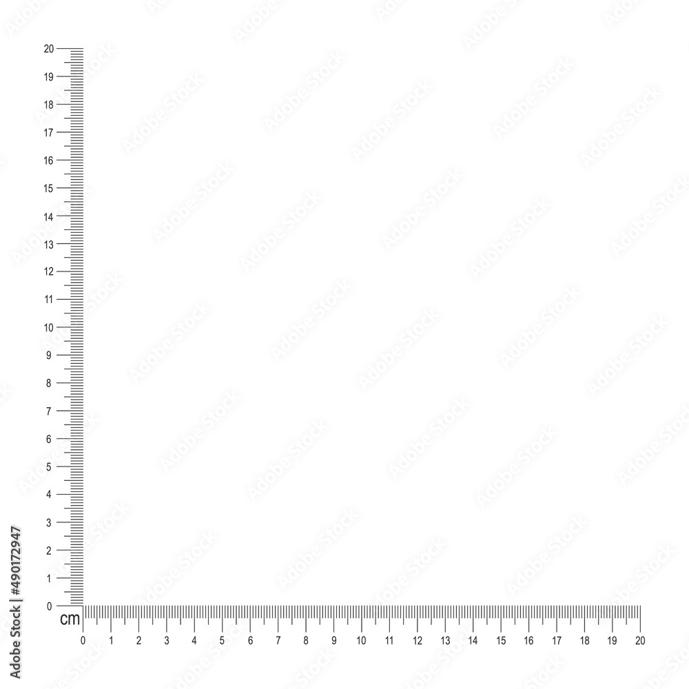 20 cm corner ruler template. Measuring tool with vertical and ...