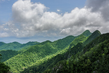 Canvas Print - Beautiful shot of the mountain ranges in Langkawi Island, Malaysia against a cloudy sky