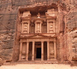 Sticker - Low angle shot of the historic Treasury in Petra, Jordan