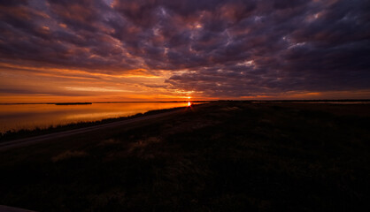 Canvas Print - Sunset by South Pond, Pea Island NC.