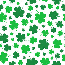 Seamless Pattern Of Saint Patrick's Day. Shamrock Or Clover Background. Symbol Of Ireland. Vector Illustration