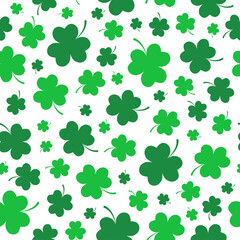 Seamless pattern of Saint Patrick's Day. Shamrock or clover background. Symbol of Ireland. Vector illustration