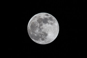 Wall Mural - Close up shot of full moon on the black background