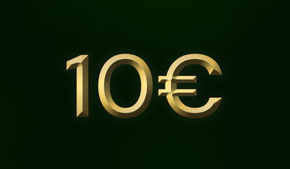 Poster - 10 euro golden illustration on dark background