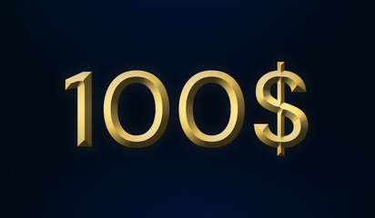 Poster - 100 dollar golden illustration on dark background