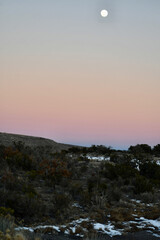 Wall Mural - beautiful view of a hill on the sunset with the full moon in the sky