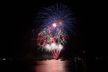 Wall Mural - Stunning pyrotechnics display over the Barbican Harbour at Plymouth