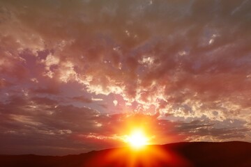 Poster - Attractive colorful sunset with cloudy sky. Perfect summertime wallpaper.