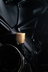 Canvas Print - Vertical shot of cappuccino being prepared in a coffeeshop