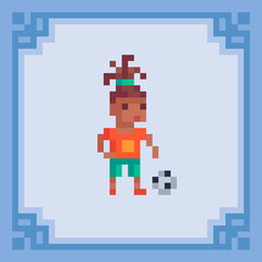 Wall Mural - Soccer player. Pixel art character. Vector illustration