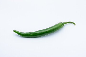 Wall Mural - Green chili pepper isolated on a white background