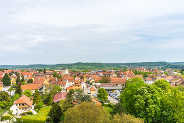 Sticker - Aerial view of the houses with orange roof tiles in Rothenburg ob der Tauber, Germany