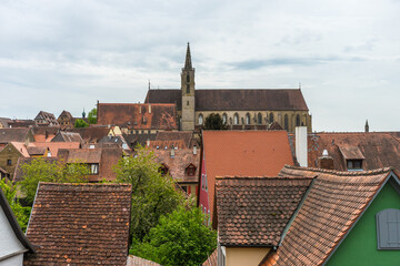 Wall Mural - Scenic view of the houses with orange roof tiles in Rothenburg ob der Tauber, Germany