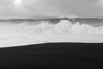 Wall Mural - Natural view of strong waves at the shores of Iceland