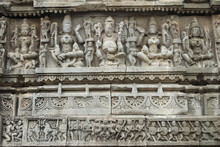 Indian Gods Carving Sculptures On The Aundha Nagnath Temple, Maharashtra.