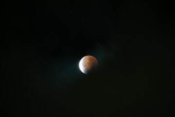 Wall Mural - Beautiful lunar eclipse in a dark sky