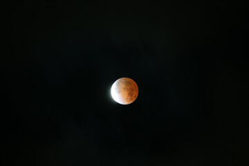 Wall Mural - Beautiful lunar eclipse in a dark sky