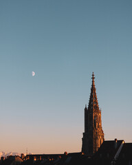 Sticker - Vertical shot of a Church in Ulm, Germany at sunrise