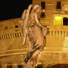 Closeup A Statue Of An Angel On Bridges On Angels At Castel Sant' Angelo In Rome