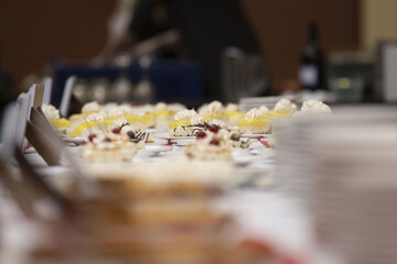 Poster - Closeup of a white banquet table