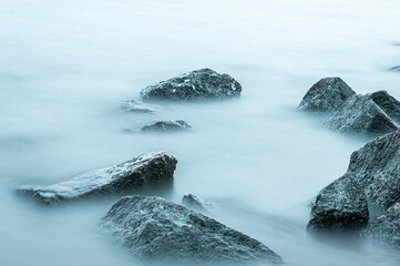 Sticker - Closeup shot of rocks on the sea