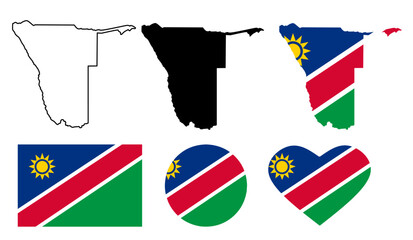 Wall Mural - namibia map flag icon set