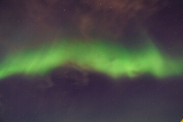 Wall Mural - Beautiful wallpaper of the Nothern lights (Aurora Borealis) during the night in a small town
