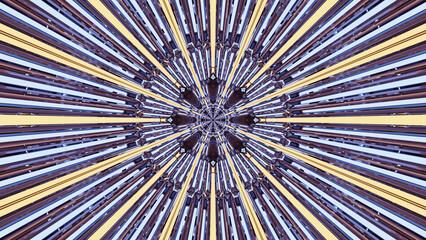Aufkleber - 3D rendering of futuristic kaleidoscopic patterns background in vibrant yellow and purple colors