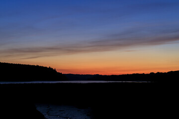 Sticker - Sunset sky over the calm seaside and hills in the evening - wallpaper, background