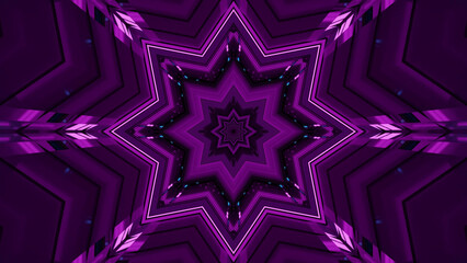 Canvas Print - 3D rendering of futuristic kaleidoscopic patterns background in vibrant purple and black colors