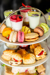 Poster - Table full of different appetizing desserts in the restaurant