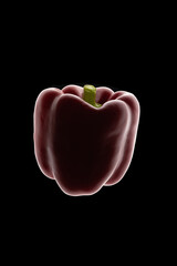 Sticker - 3D rendering of a red pepper on black background