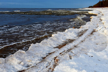 Sticker - Photo of salt rock formation on a sea shore