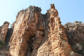 Sticker - Closeup of ancient rock formations in a daylight