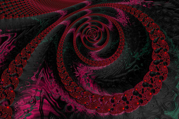 Canvas Print - Optic illusion art with red spirals on dark background for wallpaper and wall art