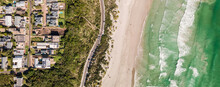 Beautiful Aerial Shot Of Houses And Tropical Beach In Hermanus, South Africa - Great For Wallpapers