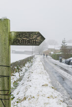 Public Footpath Sign On A Countryside Lane Beside Otley Chevin, Yorkshire