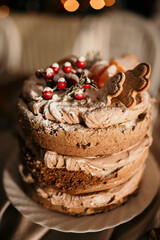 Wall Mural - Closeup of a Christmas table with delicious cake