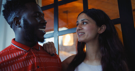 Wall Mural - South Asian couple looking at each other